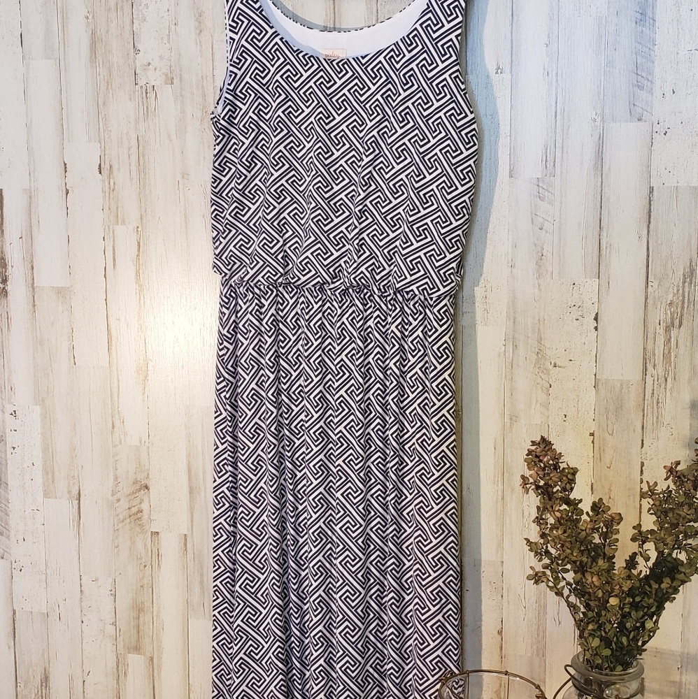 Pixley blue & white elastic waist maxi dress, M